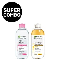 Kit Doble Limpieza Facial: Agua Micelar Bifásica a Base de Aceite + Agua Micelar Todo en 1 a Base de Agua