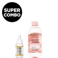 Kit Rutina Básica Garnier: Agua Micelar de Rosas + Sérum Vitamina C