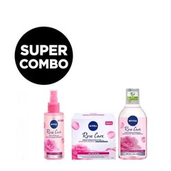 Combo Nivea Agua Micelar Bifásica Rose Care x 400 ml + Crema Facial Rose Care Hidratante en Gel x 50 ml + Rose Care Mist Facial 150 ml