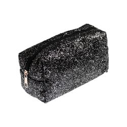 Portacosméticos Rectangular Wav Glitter Negro Grande