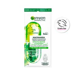 Ampolla en Mascarilla de Tela Garnier con Niacinamida y Kale