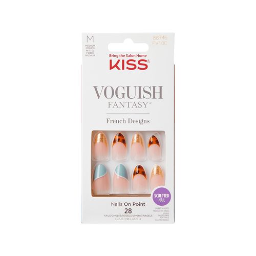 Uñas Postizas Kiss Voguish Fantasy French Charmante