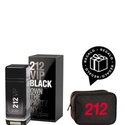 EDP Carolina Herrera 212 Vip Black Men x 200 ml + Bolso de Tocador Carolina Herrera Regalo por Compra