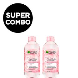 Combo Garnier Agua Micelar de Rosas Skin Active x 2 un x 400 ml c/u