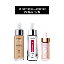 Kit Rostro Ácido Hialurónico L'Oreal Paris: Sérum con Color + Sérum Ácido Hialurónico + Iluminador