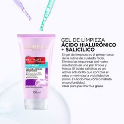 Combo L'Oréal París Revitalift Ácido Hialurónico Gel Limpieza x 150 ml + Sérum Rellenador x 30 ml + Gel Crema x 50 ml + UV Defender x 40 g