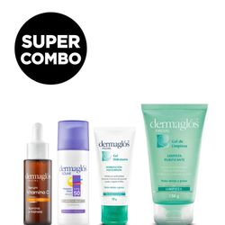 Kit Facial Dermaglós Rutina Piel Mixta a Grasa + Serum Vit C