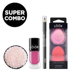 Set Completo Get The Look Pad + Delineador + Esmalte + Esponja