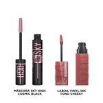 set-de-maquillaje-maybelline-mascara-de-pestanas-sky-high-cosmic-black-labial-vinyl-Ink-cheeky