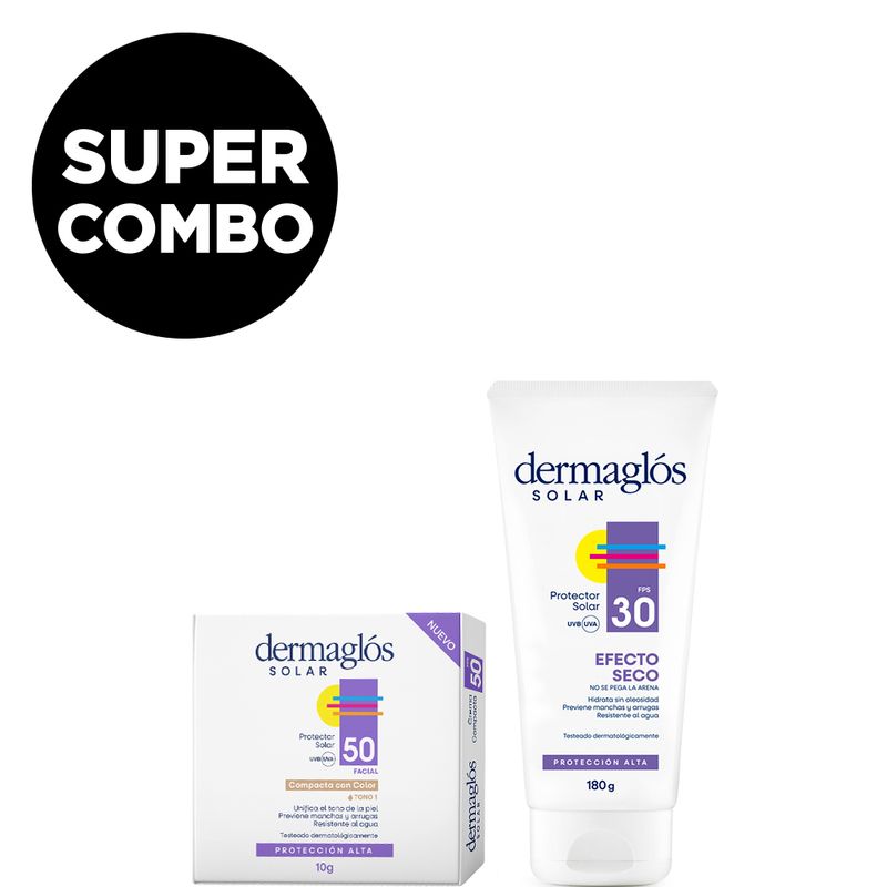 combo-dermaglos-protector-solar-facial-fps30-efecto-seco-x-180-g-protector-solar-facial-crema-compacta-fps-50-tono-1-x-10g