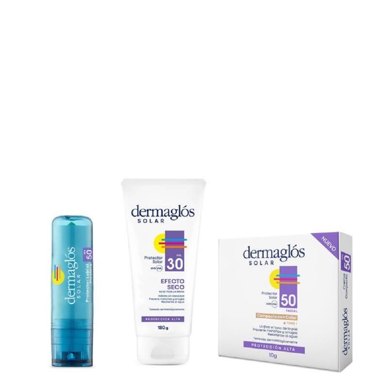 combo-dermaglos-barra-protectora-fps-50-x-14-g-protector-solar-facial-fps30-efecto-seco-x-180-g-protector-solar-labial-fps-50-tono-1-x-10g