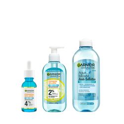 Combo Garnier Skin Active Gel Facial Anti Acne x 200 ml + Agua Micelar x 400 ml + Sérum x 30 ml