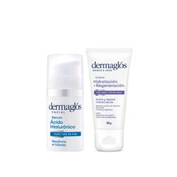 Combo Dermaglós Crema Manos y Uñas Piel Seca y Extra Seca x 50 g + Serum Acido Hialurónico x 30 ml