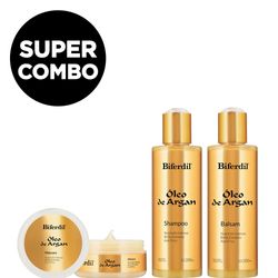 Combo Biferdil Óleo de Argán Shampoo x 200 ml + Balsamo x 200 ml + Máscara Capilar x 150 ml