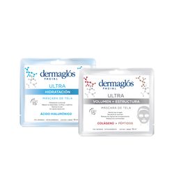 Combo Máscaras Dermaglós Ultra Hidratación x 15 ml + Ultra Volumen y Estructura x 15 ml