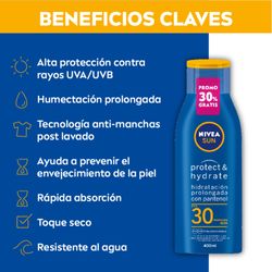 Protector Solar Humectante en Loción Nivea Sun Protect & Hydrate Fps 30 x 400 ml