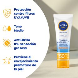 Protector Solar Nivea Sun Control Antibrillo Facial Tono Medio Fps 50 x 50 ml