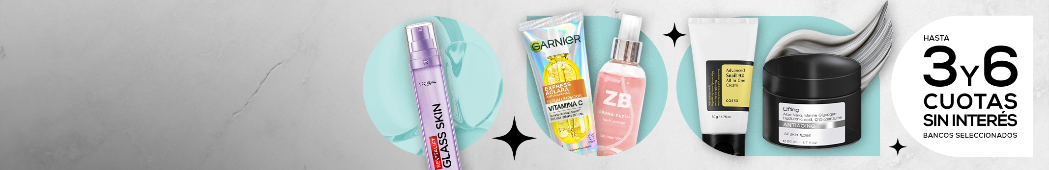 Skincare 3 y 6 cuotas sin interes
